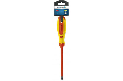 Högert Technik Kreuzschlitzschraubendreher PH2, 100 mm, 1000 V, CrMo Stahl VDE