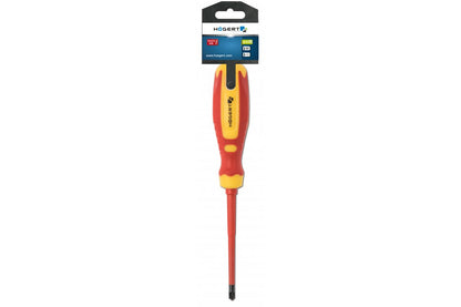 Högert Technik Schraubendreher für Plus-Minus Klemmschrauben, PH1/SL5 100 mm, 1000 V, CrMo Stahl VDE