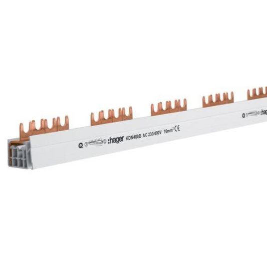 Hager KDN480B Phasenschiene 4 polig mit Gabelanschluss 16mm? 80A 57 Module