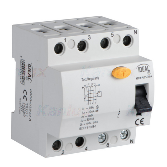 Kanlux IDEAL  Fehlerstromschutzschalter, 4P KRD6-4 KRD6-4/25/30-A VDE