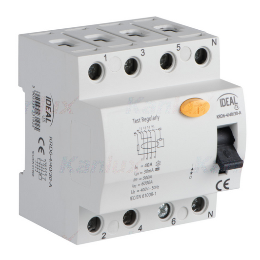 Kanlux IDEAL  Fehlerstromschutzschalter, 4P KRD6-4 KRD6-4/40/30-A VDE