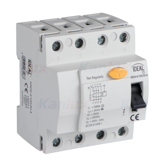 Kanlux IDEAL  Fehlerstromschutzschalter, 4P KRD6-4 KRD6-4/100/30-A VDE
