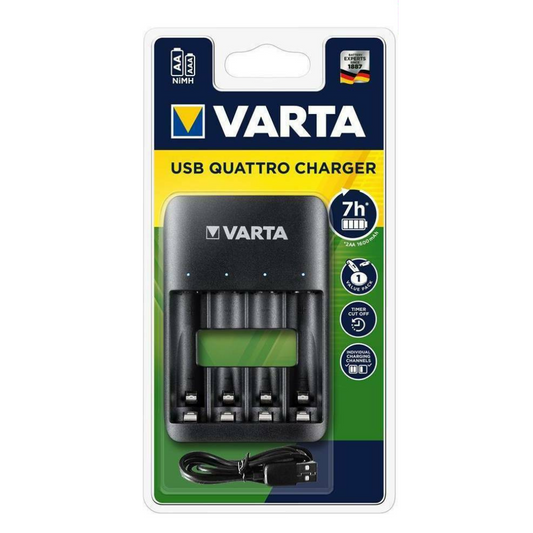 Varta QUATRO Akku Ladegerät USB Vierfach für AA AAA Batterien Nimh