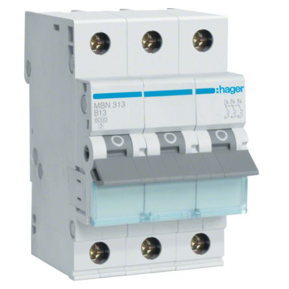 Hager MBN313E Leitungsschutzschalter 3 polig 6kA B-Charakteristik 13A 3 Module