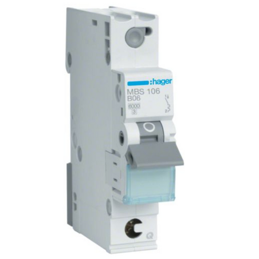 Hager MBS106 Leitungsschutzschalter 1 polig 6kA B-Charakteristik 6A QuickConnect 1 Modul