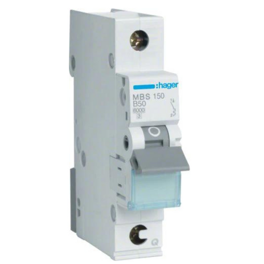 Hager MBS150 Leitungsschutzschalter 1 polig 6kA B-Charakteristik 50A QuickConnect 1 Modul