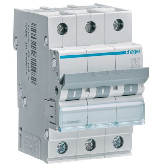 Hager MCN306E Leitungsschutzschalter 3 polig 6kA C-Charakteristik 6A 3 Module