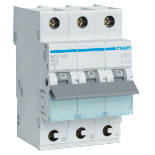 Hager MCS340 Leitungsschutzschalter 3 polig 6kA C-Charakteristik 40A QuickConnect 3 Module