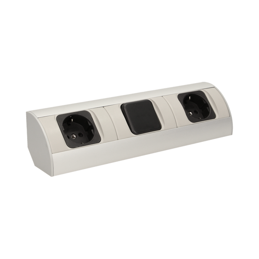 Möbel-Steckdose mit Schalter, Schuko Variante, 2x2P+Z