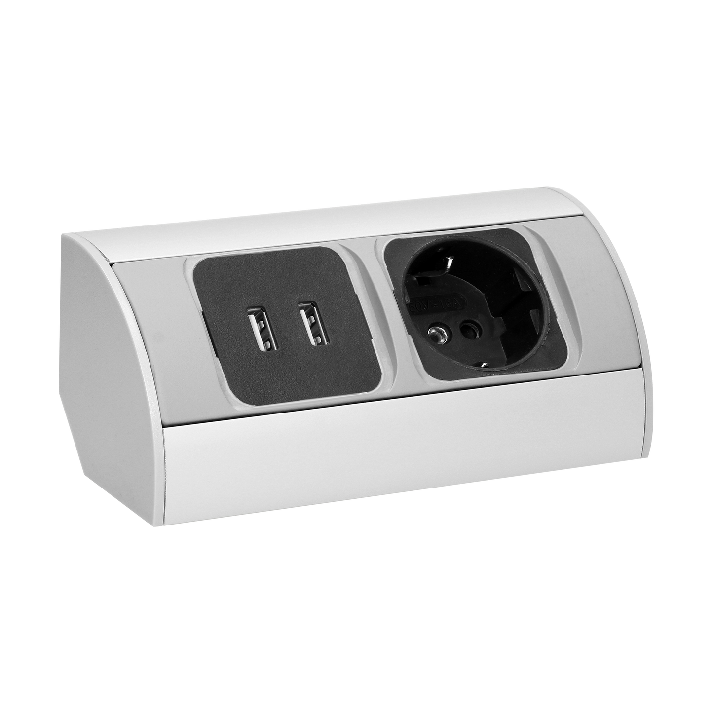 Möbel-Steckdose 1x2P+Z, 2xUSB, Schuko Variante