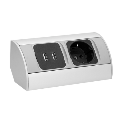 Möbel-Steckdose 1x2P+Z, 2xUSB, Schuko Variante