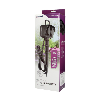 Gartensteckdose 2x2P+Z, 2300W, IP44, 1,5m Kabel H07RN-F 3G1,5mm²