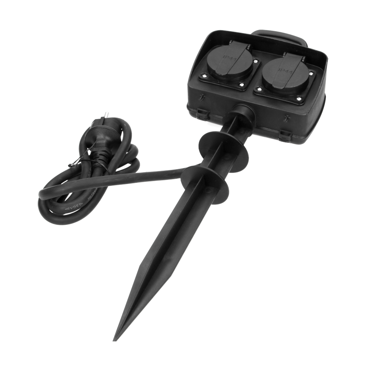 Gartensteckdose 2x2P+Z, 2300W, IP44, 1,5m Kabel H07RN-F 3G1,5mm²