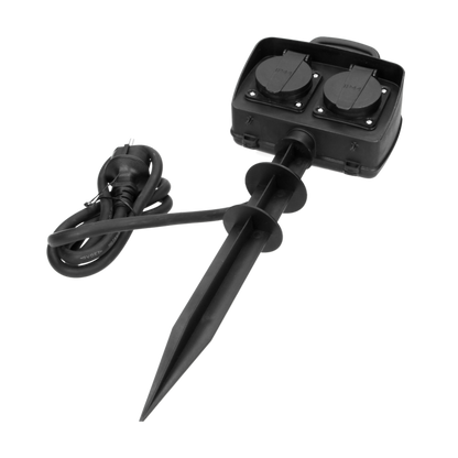 Gartensteckdose 2x2P+Z, 2300W, IP44, 1,5m Kabel H07RN-F 3G1,5mm²
