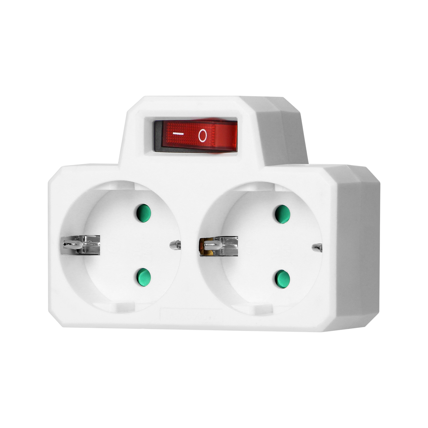 Leistungsverteiler 2x2P+E (Schuko) mit Zentralschalter, weiß