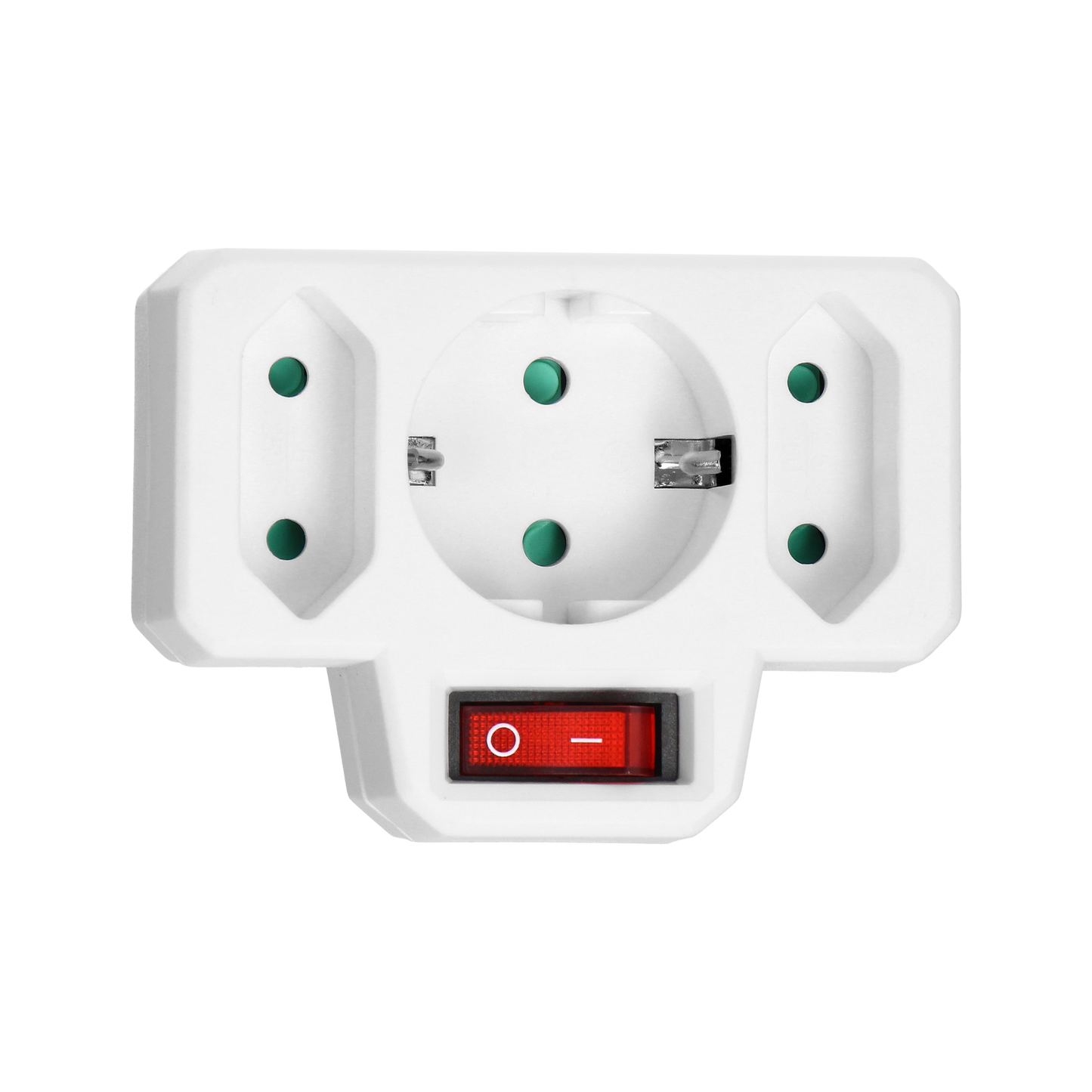 Elektrischer Verteiler mit Zentralschalter, 1x2P+E Schuko, 2x2P/II, weiß