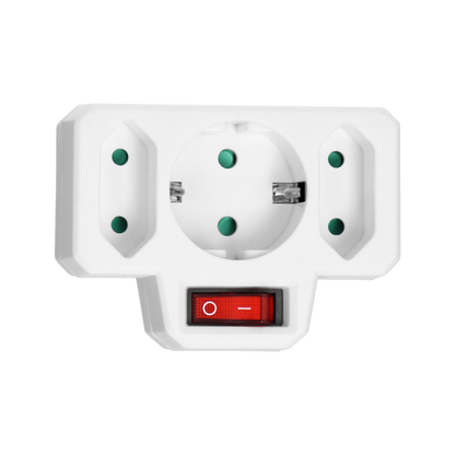 Elektrischer Verteiler mit Zentralschalter, 1x2P+E Schuko, 2x2P/II, weiß