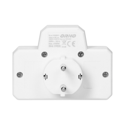 Elektrischer Verteiler mit Zentralschalter, 1x2P+E Schuko, 2x2P/II, weiß