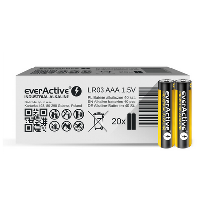 Everactive Industrial Alkaline Batterien AAA LR03 Micro 40 Stück