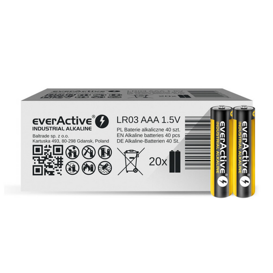 Everactive Industrial Alkaline Batterien AAA LR03 Micro 40 Stück