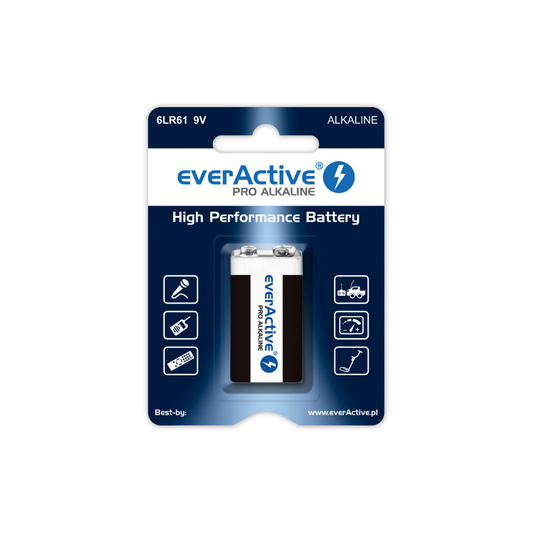 everActive 9V Batterien Pro Alkalisch 6LR61 E-Block 1 Stück (Blister)