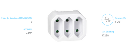 Splitter 3x2P Euro, weiß