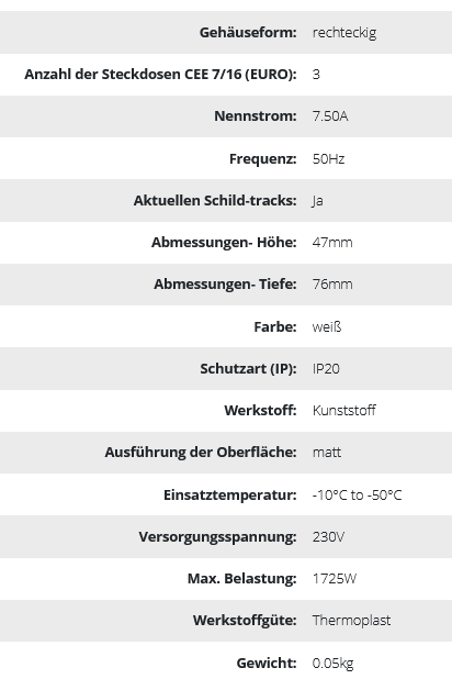 Splitter 3x2P Euro, weiß