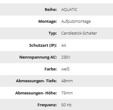 Doppelwechselschalter aufputz AQUATIC IP 44 weiß