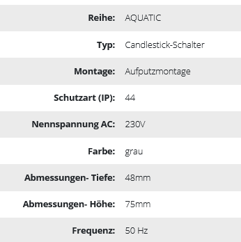 Doppelwechselschalter aufputz AQUATIC IP 44 graphitgrau