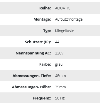 Klingeltaster aufputz AQUATIC IP44 graphitgrau