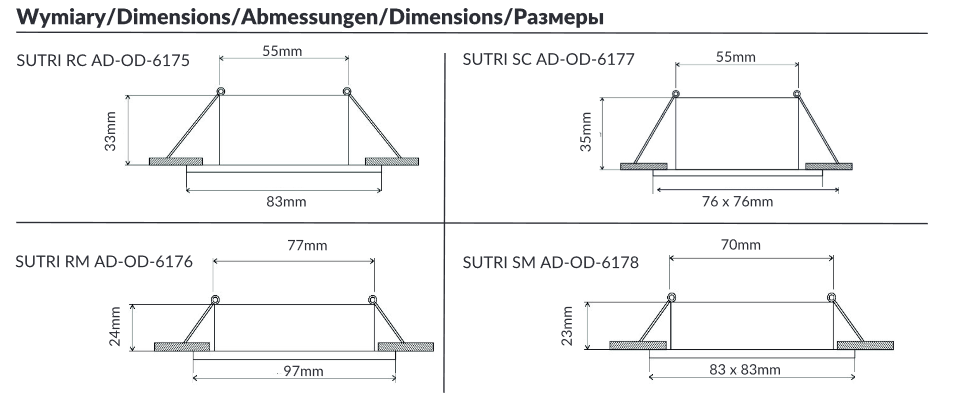 SUTRI RM dekorativer Spot-Rahmen, MR16/GU10 max 50W, rund, verstellbar, satin