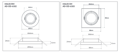 HALISI RM dekorativer Rahmen für Strahler, rund, beweglich, schwarz, MR16/GU10 max 50W