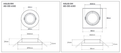 HALISI SM dekorativer Rahmen für Strahler, quadratisch, beweglich, schwarz, MR16/GU10 max. 50W