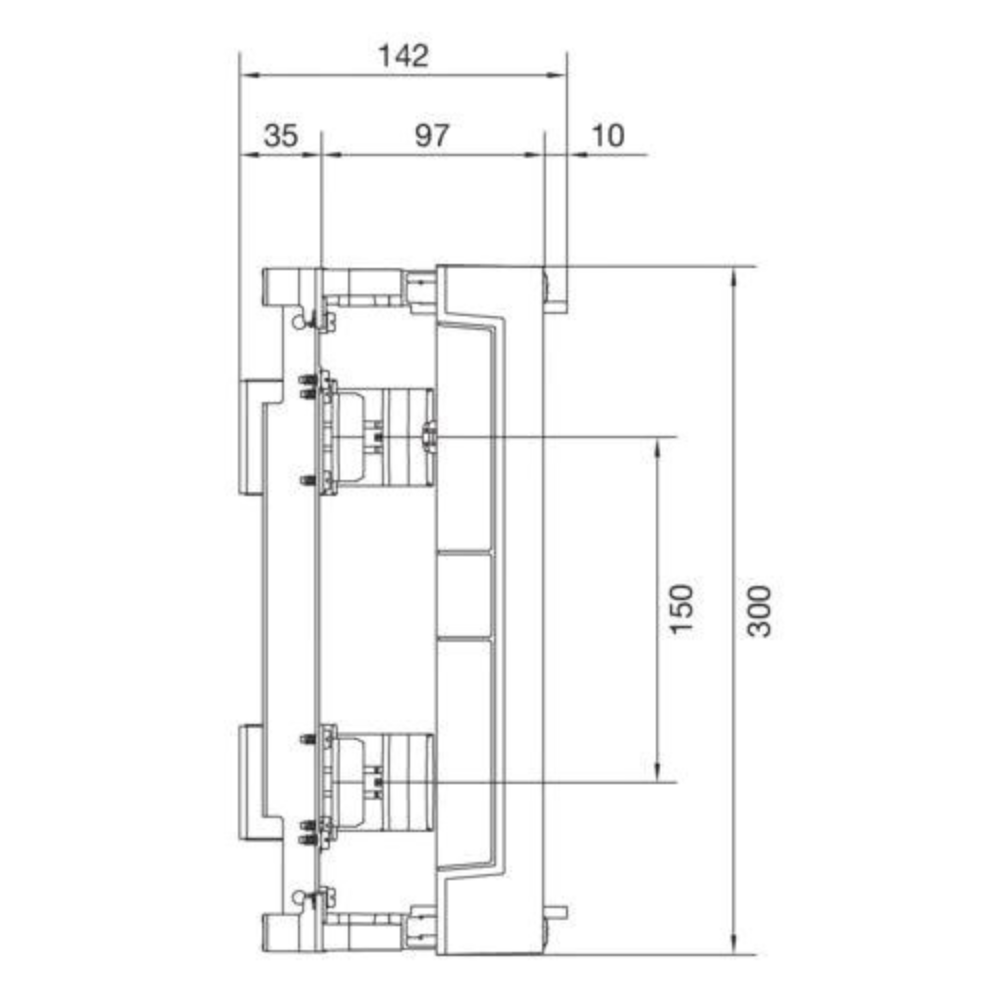 HAGER UD21B1 Baustein, universN, 300x250mm, für Reiheneinbaugeräte waagerecht, 2x12 PLE