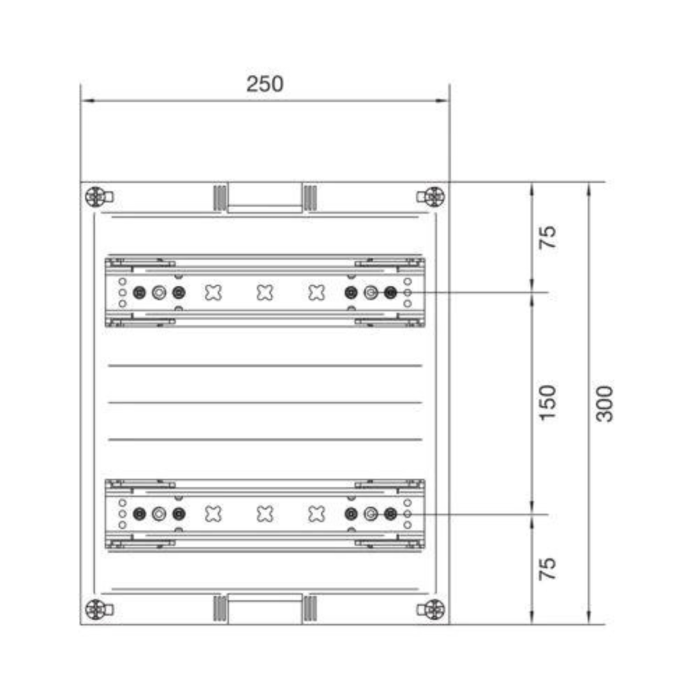 HAGER UD21B1 Baustein, universN, 300x250mm, für Reiheneinbaugeräte waagerecht, 2x12 PLE