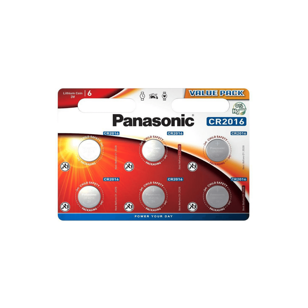 Panasonic Knopfzelle CR2016 Lithium 3V (6er Blister)