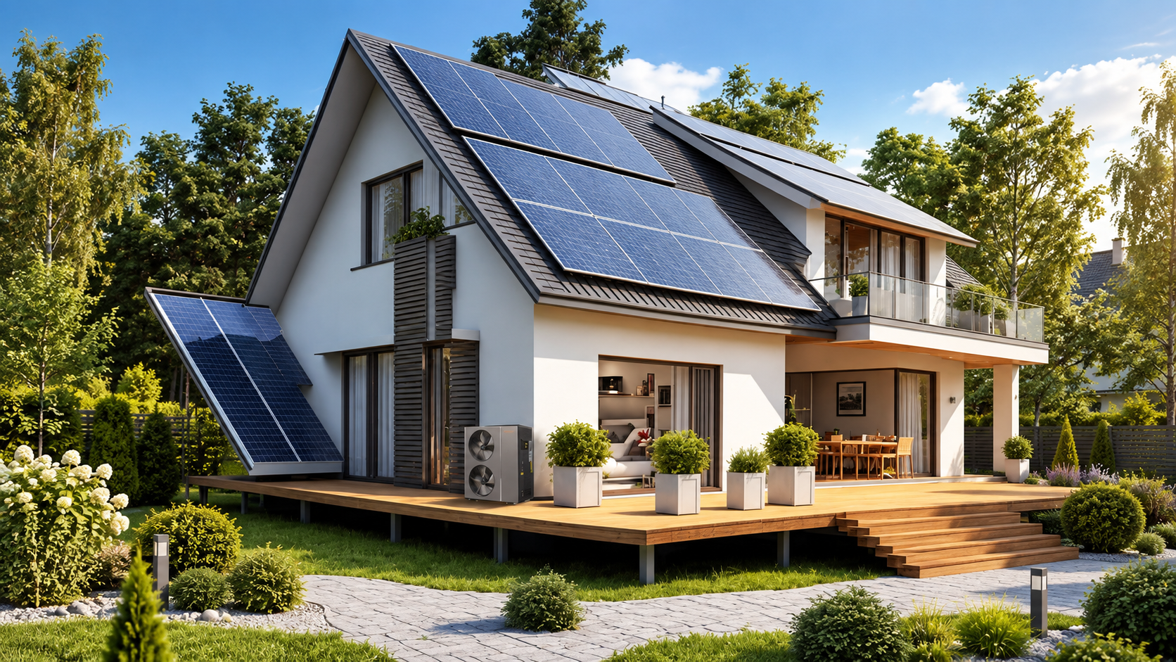 Haus mit Photovoltaik-Anlage auf dem Dach